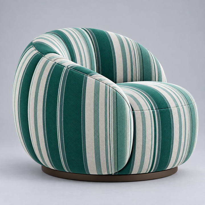 Translation missing: en.Swivel Accent Chair, Round Barrel Chair with Channel Tufted Back for Living Room, Bedroom, Upholstered Comfy Armchair 