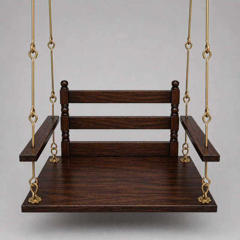 2 Seater Swing Wooden Jhula | Metal chain with powder coated | Indoor & Outdoor 