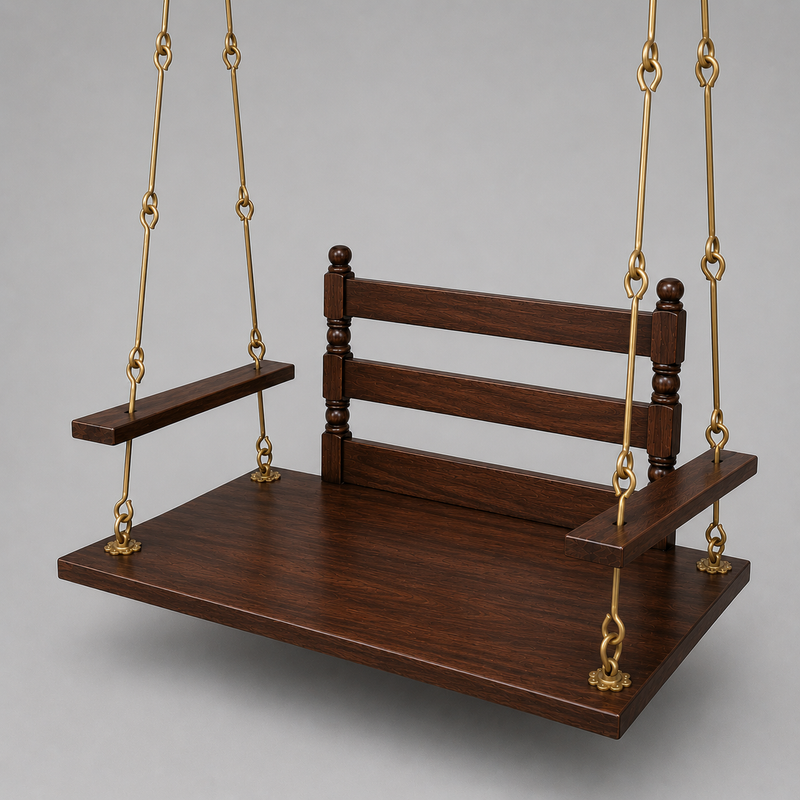 2 Seater Swing Wooden Jhula | Metal chain with powder coated | Indoor & Outdoor 