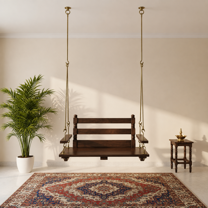 Translation missing: en.2 Seater Swing Wooden Jhula | Metal chain with powder coated | Indoor &amp; Outdoor 