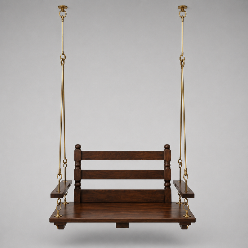 2 Seater Swing Wooden Jhula | Metal chain with powder coated | Indoor & Outdoor 