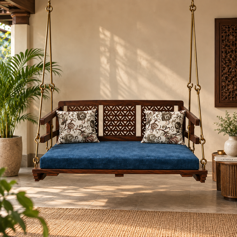 Jhula for Adults for Home Reversible Wooden Swing Jhula for Indoor Outdoor & Balcony 