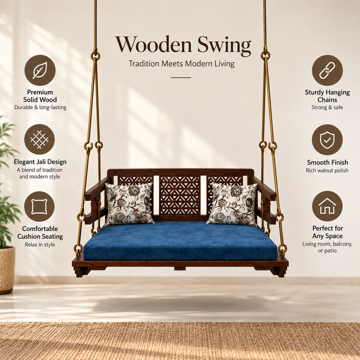 Translation missing: en.Jhula for Adults for Home Reversible Wooden Swing Jhula for Indoor Outdoor &amp; Balcony 