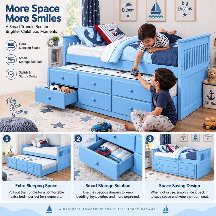 Translation missing: en.Oyster Daybed with Trundle Bed with Drawer Storage for Home | Bed 