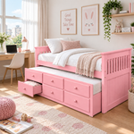 Oyster Daybed with Trundle Bed with Drawer Storage for Home | Bed 