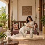 APRODZ Swing for Home Solid Sheesham Wooden Jhula for Adult for Home (Walnut Finish) | Wooden Swing for Balcony | with Brass Coated Chain | Patio Double Seater Indoor/Outdoor Swing , DIY Assembly  swing