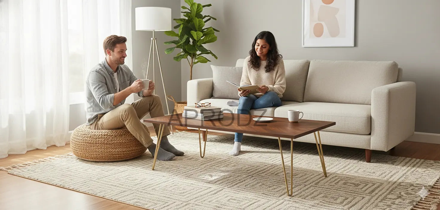 Mango Wood Juan Stylish Coffee Table for Living Room | Center Table for Home | Brown Finish 