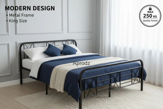 Translation missing: en.Metal Bed (Geometric Design(A) &amp; Geometric Design(A) With Foam) | Folding Bed No Assembly Required | Powder Coated | King Size &amp; Queen Size)  metal bed