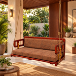 Wooden Platform Reversible Swing (Jhula) with Cushions and Chains 