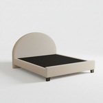 Upholstered Bed Frame, Green Fabric with Wooden Construction, Arched Headboard Platform Bed 