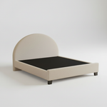 Upholstered Bed Frame, Green Fabric with Wooden Construction, Arched Headboard Platform Bed 