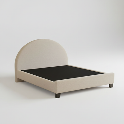 Upholstered Bed Frame, Green Fabric with Wooden Construction, Arched Headboard Platform Bed