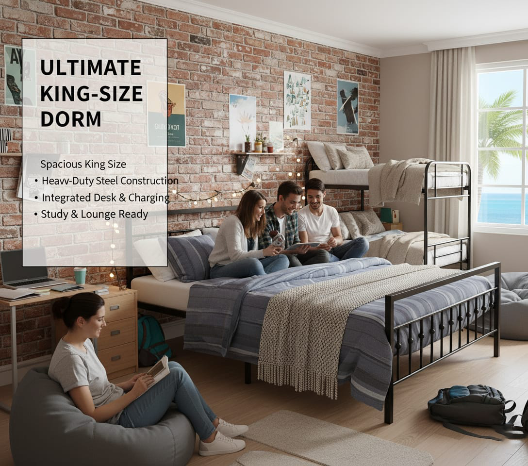 Metal Bed | Victorian Style & Victorian Style with Foam| Folding Bed No Assembly Required | Powder Coated |(King Size & Queen Size) Aprodz