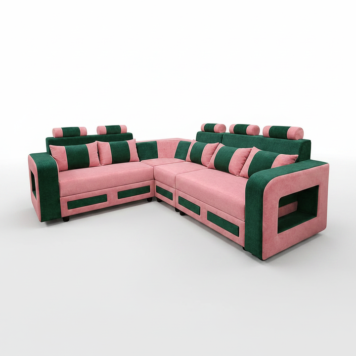Translation missing: en.L-Shaped Sectional 6-Seater Sofa with Padded Armrest, Perfect Fabric Corner Sofa 