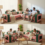 L-Shaped Sectional 6-Seater Sofa with Padded Armrest, Perfect Fabric Corner Sofa 