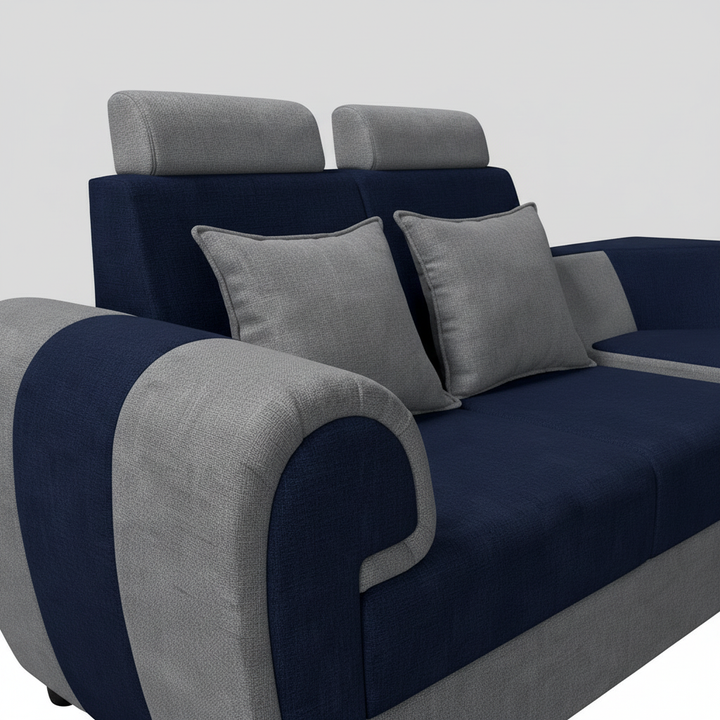 Translation missing: en.L-Shaped Sectional 6-Seater Sofa with Cushion &amp; Padded Armrest, Perfect Faux Leather Fabric Corner 