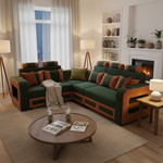 L-Shaped Sectional 6-Seater Sofa with Padded Armrest, Perfect Fabric Corner Sofa 