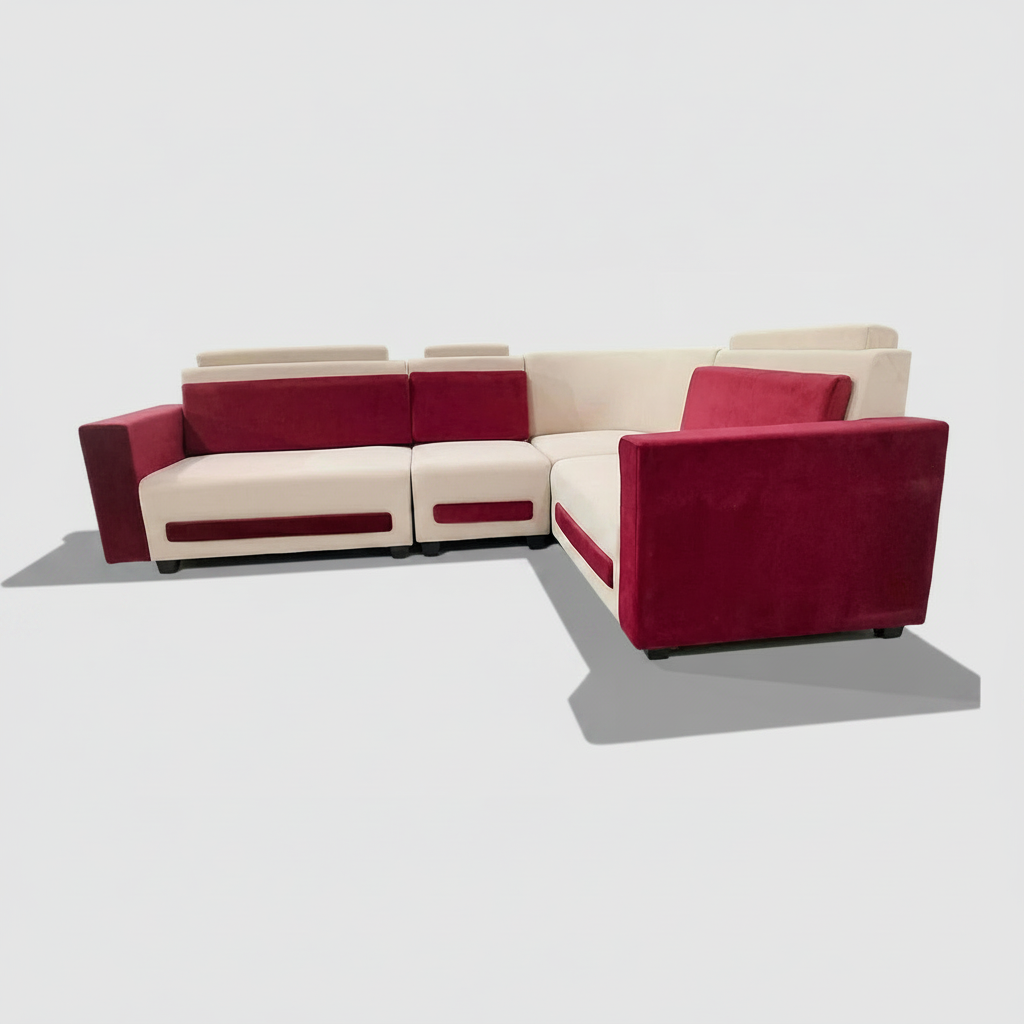 L-Shaped Sectional 6-Seater Sofa Padded Armrest Perfect Fabric Corner Sofa 