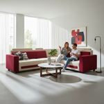 L-Shaped Sectional 6-Seater Sofa Padded Armrest Perfect Fabric Corner Sofa 