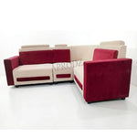 L-Shaped Sectional 6-Seater Sofa Padded Armrest Perfect Fabric Corner Sofa for Guests Living Room, Drawing Room, Office & Lounge (Maroon/Cream) 