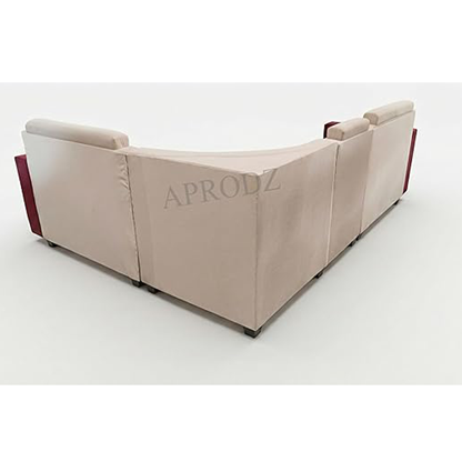 Modern L-Shaped Sectional Sofa, 6-Seater, Maroon and Cream, Contemporary Design 