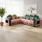 L-Shaped Sectional 6-Seater Sofa with Padded Armrest, Perfect Fabric Corner Sofa 