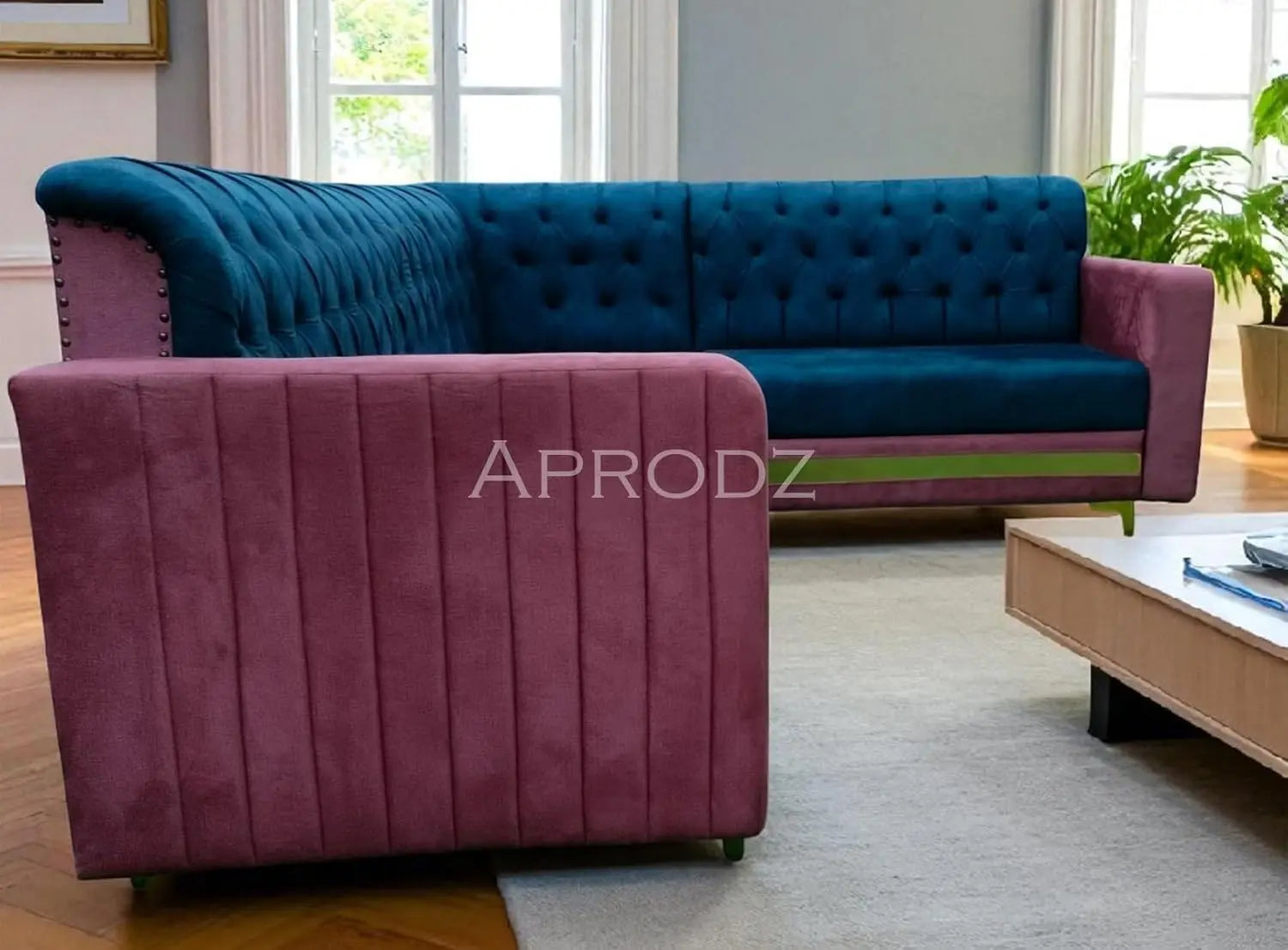 L-Shaped Sofa, Modern Sofa, Velvet Couch, Teal Sofa, Pink Sofa 