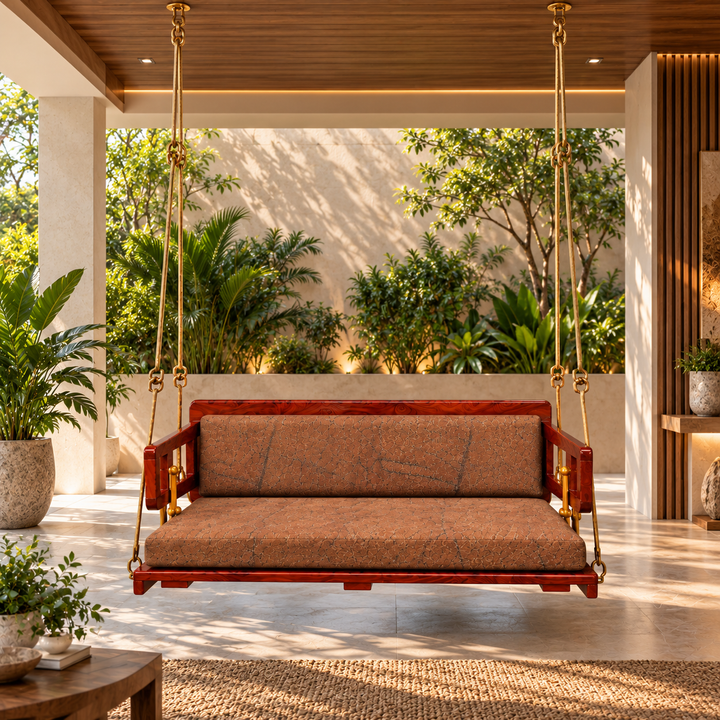 Translation missing: en.Wooden Platform Reversible Swing (Jhula) with Cushions and Chains 