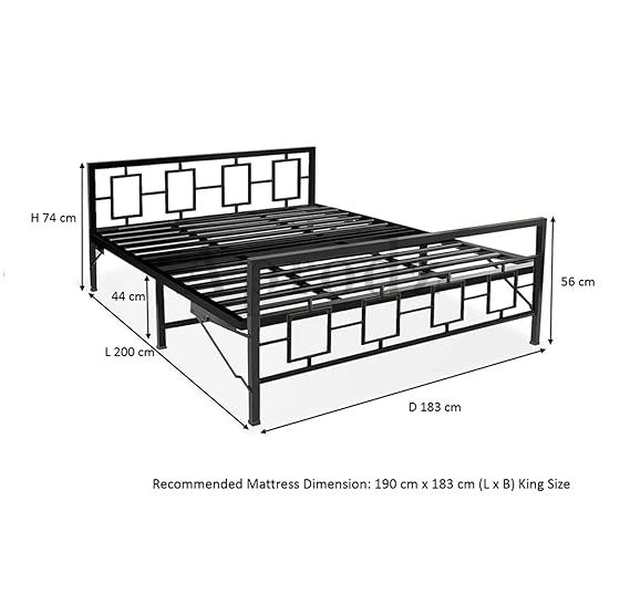 Metal Bed | Metal Bed With Foam Mattress Included | (King, Queen, Single Size with Mattress) (Geometric Design & Geometric Design with Foam) Aprodz