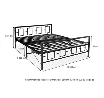 Metal Bed | Metal Bed With Foam Mattress Included | (King, Queen, Single Size with Mattress) (Geometric Design & Geometric Design with Foam) Aprodz