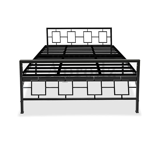 Metal Bed | Metal Bed With Foam Mattress Included | (King, Queen, Single Size with Mattress) (Geometric Design & Geometric Design with Foam) Aprodz