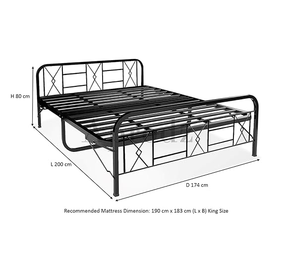 Metal Bed (Geometric Design(A) & Geometric Design(A) With Foam) | Folding Bed No Assembly Required | Powder Coated | King Size & Queen Size) Aprodz