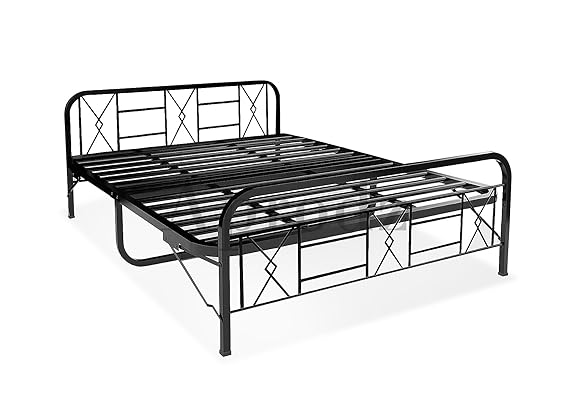Metal Bed (Geometric Design(A) & Geometric Design(A) With Foam) | Folding Bed No Assembly Required | Powder Coated | King Size & Queen Size) Aprodz