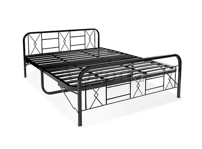 Metal Bed (Geometric Design(A) & Geometric Design(A) With Foam) | Folding Bed No Assembly Required | Powder Coated | King Size & Queen Size) Aprodz