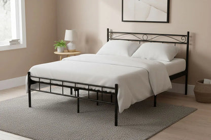 Metal Bed Frame Without Storage – Minimalist & Durable Design | Black Color 