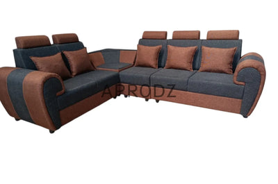 L-Shaped Sectional 6-Seater Sofa with Cushion & Padded Armrest, Perfect Faux Leather Fabric Corner