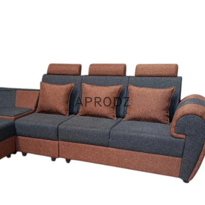 L-Shaped Sectional 6-Seater Sofa with Cushion & Padded Armrest, Perfect Faux Leather Fabric Corner