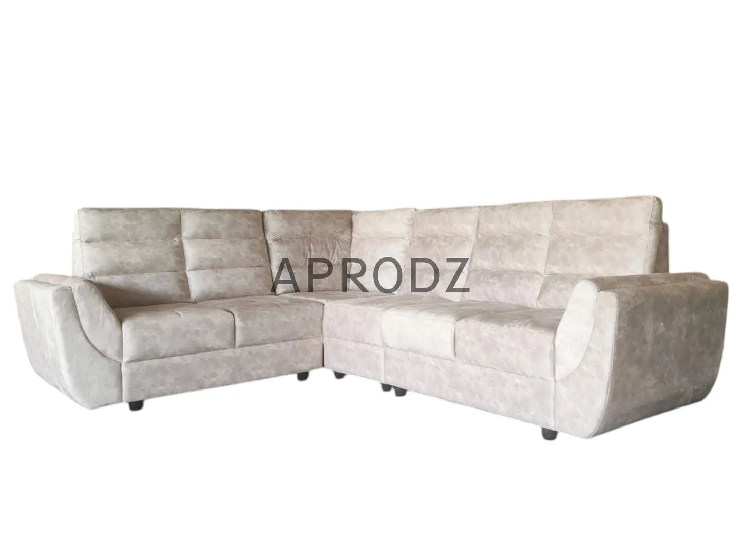 L-Shaped Sectional 6-Seater Sofa with Tufted Cushion Padded Armrest Perfect Fabric Corner Sofa for Guests Living Room, Drawing Room, Office & Lounge (Light Grey) 