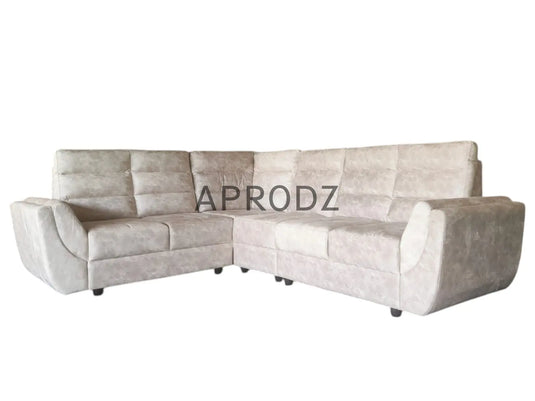 Translation missing: en.L-Shaped Sectional 6-Seater Sofa with Tufted Cushion Padded Armrest Perfect Fabric Corner Sofa for Guests Living Room, Drawing Room, Office &amp; Lounge (Light Grey) 