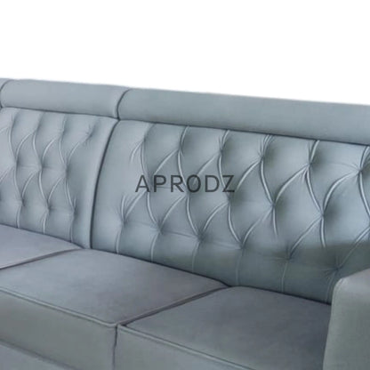 L-Shaped Sectional 6-Seater Sofa with Tufted Back Padded Armrest Perfect Fabric Corner Sofa for Guests Living Room, Drawing Room, Office & Lounge (Light Grey) 