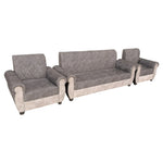 Sofa | Wood Frame Suede Fabric 40D Foam Cushion | Comfortable, Durable, Stylish & Modern for Living Room Furniture | Compact Design Lounge Seat Relaxation (Light Grey + Beige 3) 
