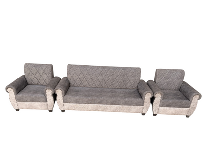 Sofa | Wood Frame Suede Fabric 40D Foam Cushion | Comfortable, Durable, Stylish & Modern for Living Room Furniture | Compact Design Lounge Seat Relaxation (Light Grey + Beige 3) 