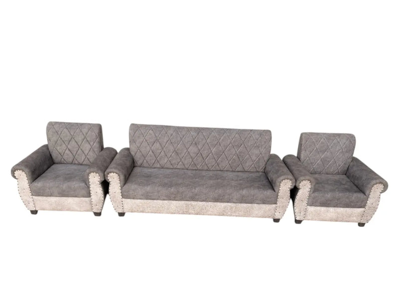 Sofa | Wood Frame Suede Fabric 40D Foam Cushion | Comfortable, Durable, Stylish & Modern for Living Room Furniture | Compact Design Lounge Seat Relaxation (Light Grey + Beige 3) 