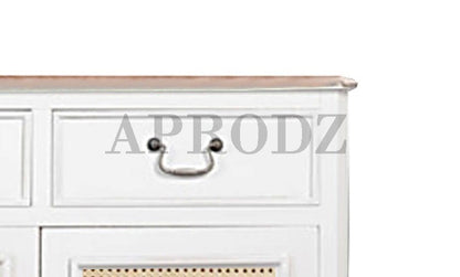 Cabinet with Cane | Front 4 Drawers 2 Shelves | Mango Wood Storage Organizer Rustic Durable Stylish Wooden Furniture Compact Design Home Decor