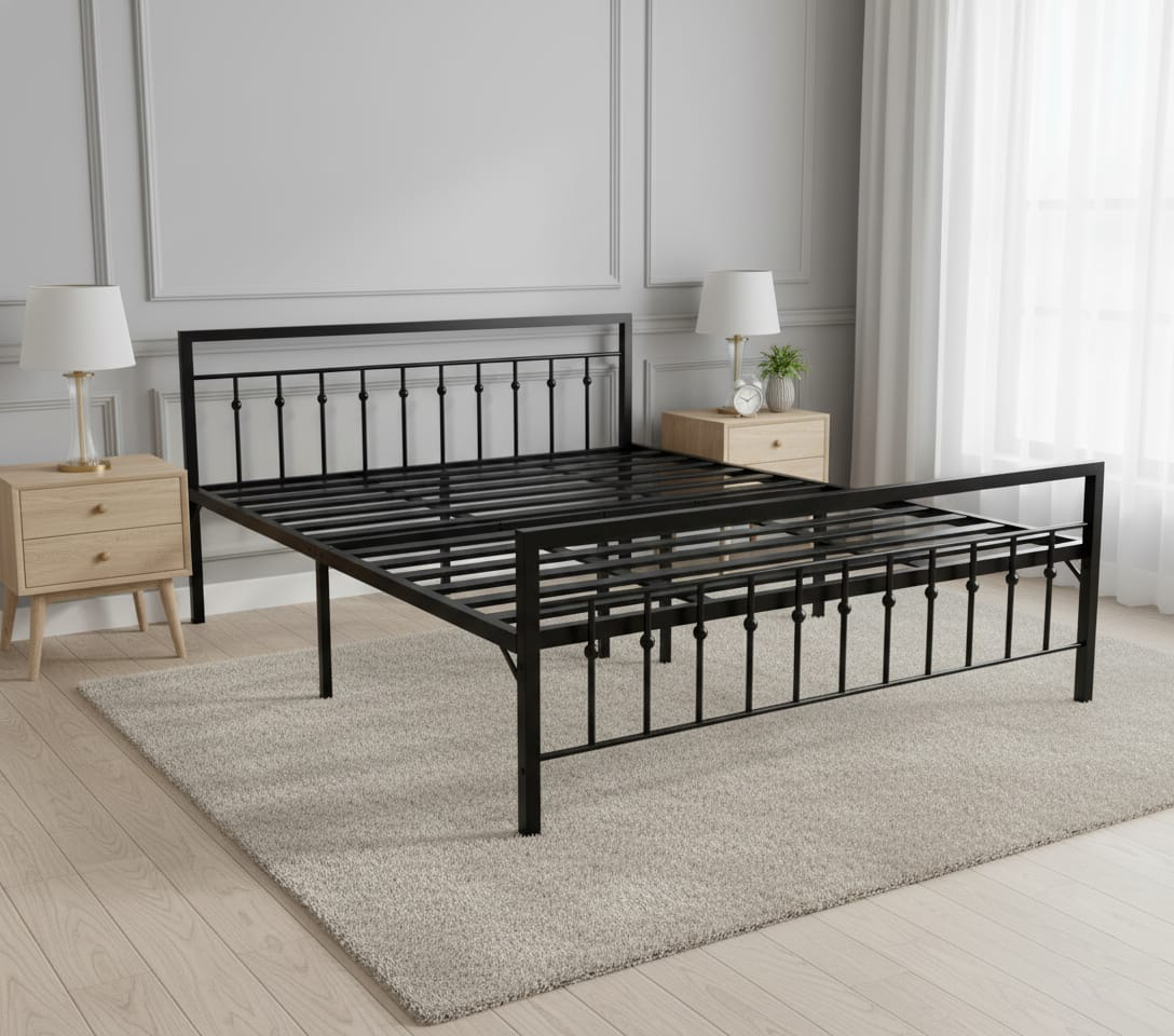 Metal Bed | Victorian Style & Victorian Style with Foam| Folding Bed No Assembly Required | Powder Coated |(King Size & Queen Size)  metal bed