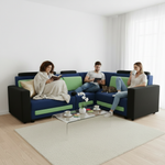 L-Shaped Sectional 6-Seater Sofa Padded Armrest Perfect Fabric Corner Sofa 