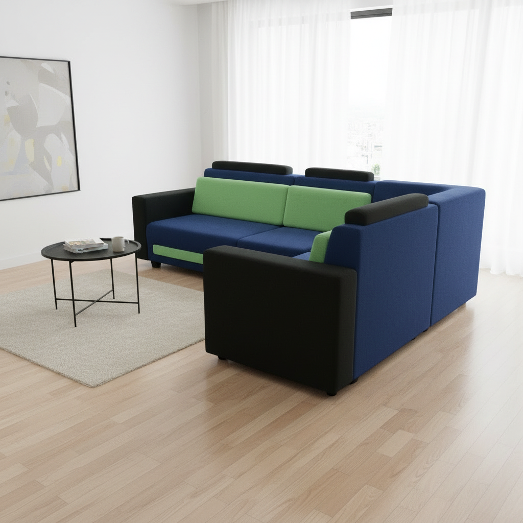 L-Shaped Sectional 6-Seater Sofa Padded Armrest Perfect Fabric Corner Sofa 