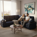 7-Seater Sofa with Padded Armrest, Premium Faux Leather Fabric Corner Sofa for Guests, Living 