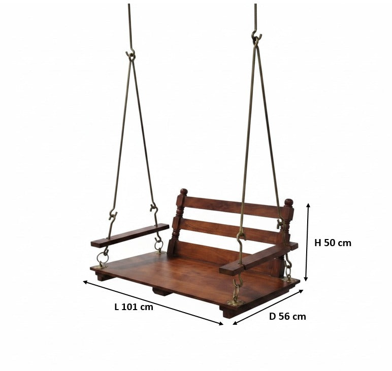 2 Seater Swing Wooden Jhula for Indoor Outdoor & Balcony 