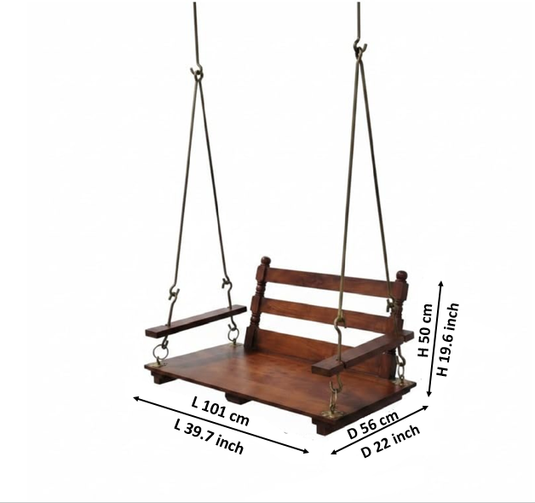 Translation missing: en.2 Seater Swing Wooden Jhula | Metal chain with powder coated | Indoor &amp; Outdoor 